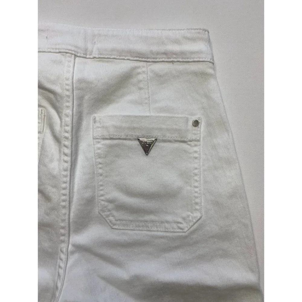 GUESS Bermuda Jean Shorts 25 White Women's Stretch Cut Off NEW‎